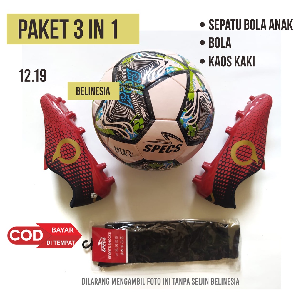 PAKET KOMPLIT 3 in 1  SEPATU BOLA ANAK FULL SET  TERMURAH