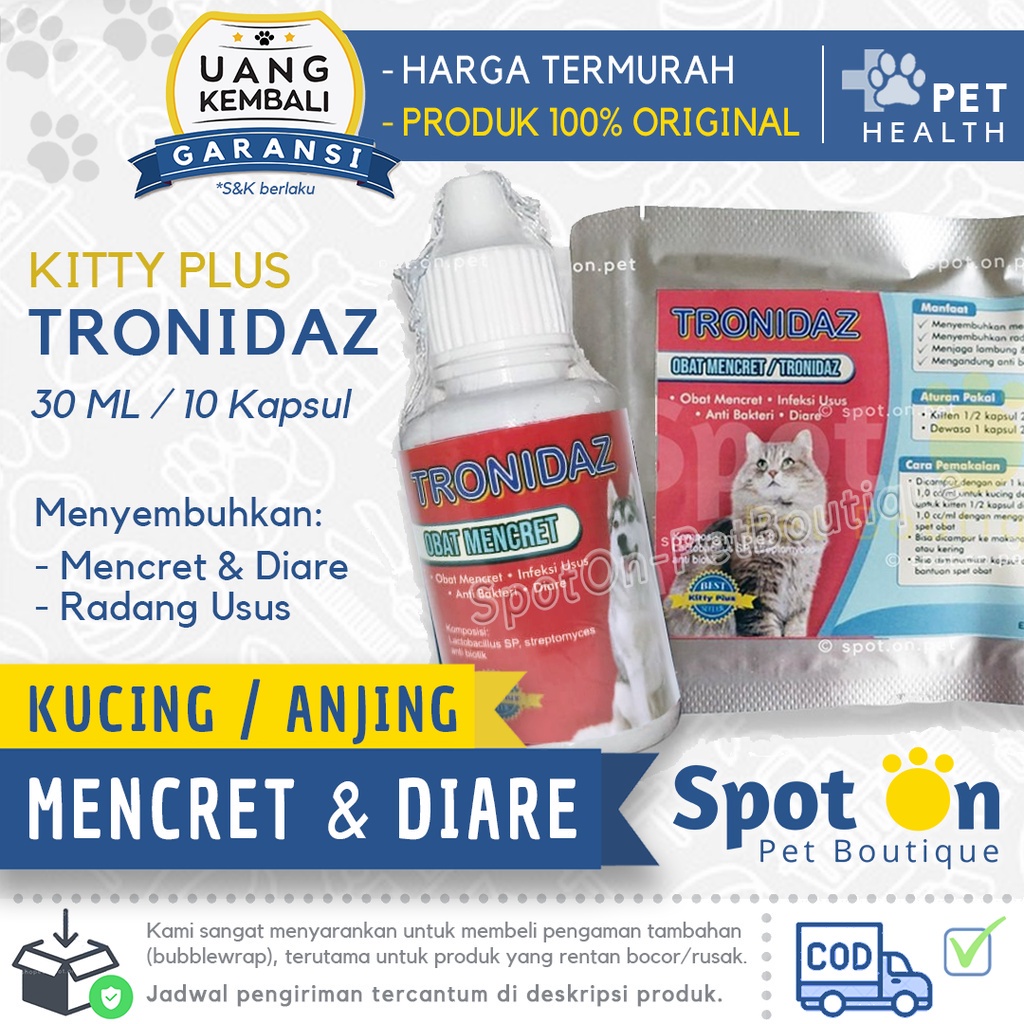 Obat Diare &amp; Mencret Kucing &amp; Anjing Tronidaz | Obat Mencret Kitty Plus | Diare Primacat