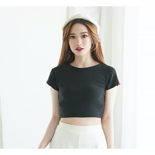 Korean Crop Top Baju Pendek Kaos Wanita Crop Tee Korea Slim Fit 052