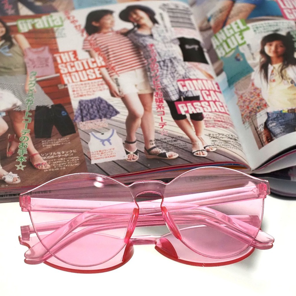 Kacamata Jelly Pria Wanita Kacamata Fashion Murah / Kaca Mata Candy Sunglasses Korea Warna Warni-11. Pink