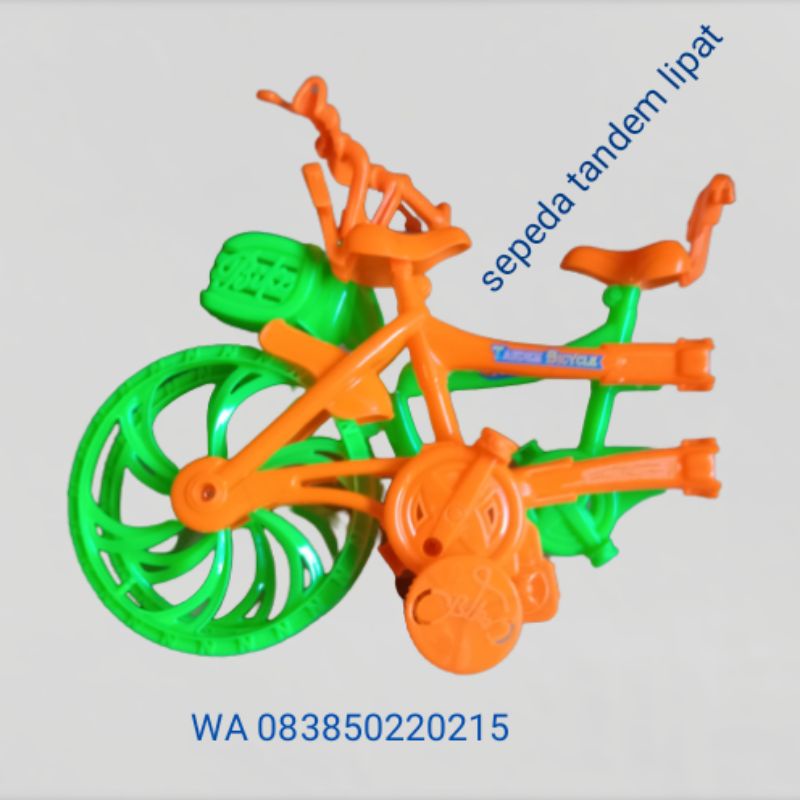 mainan sepeda tandem lipat tarik ada lampu nya