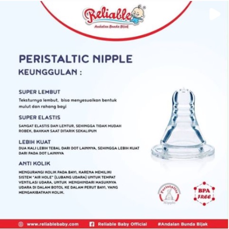 Dot Bayi Botol Susu Nipple Peristaltic Reliable bisa untuk Botol Pigeon Huki Standar