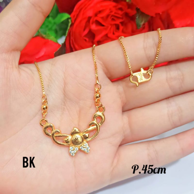 Kalung Dewasa koye permata ukir batik emas Korea *COD*