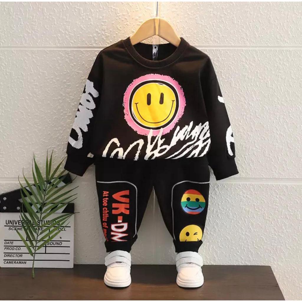 PROMO-COD setelan sweater bayi anak motif emtoicon smile size 1-5 tahun bahan babyterry terlaris best seller best quality/ setelan sweater bayi anak laki laki/ setelan sweater bayi anak perempuan/ setelan sweater bayi anak cowo/ setelan sweater bayi anak