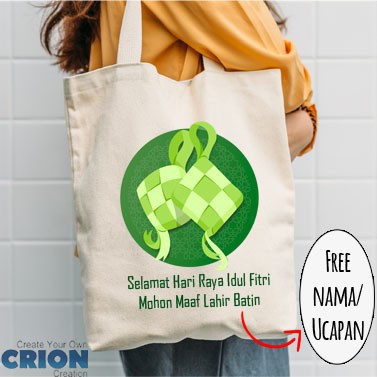 Totebag Goodie Bag Idul Fitri EID Hampers bisa custom Ucapan by Crion