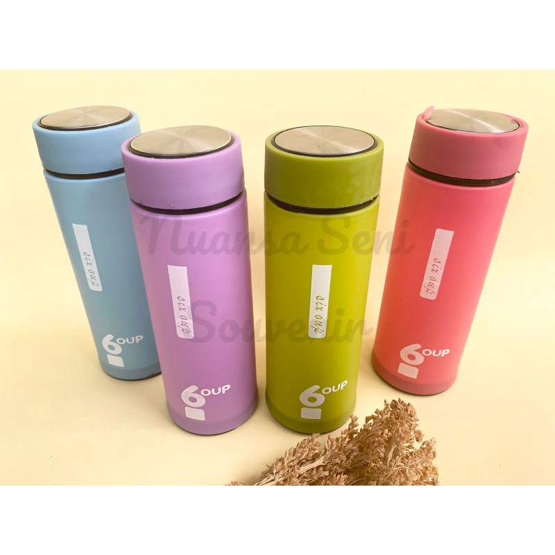 Souvenir Botol Minum 450ml Termos Kaca Six Oup Logo Tumbler 6 Oup Warna Polos