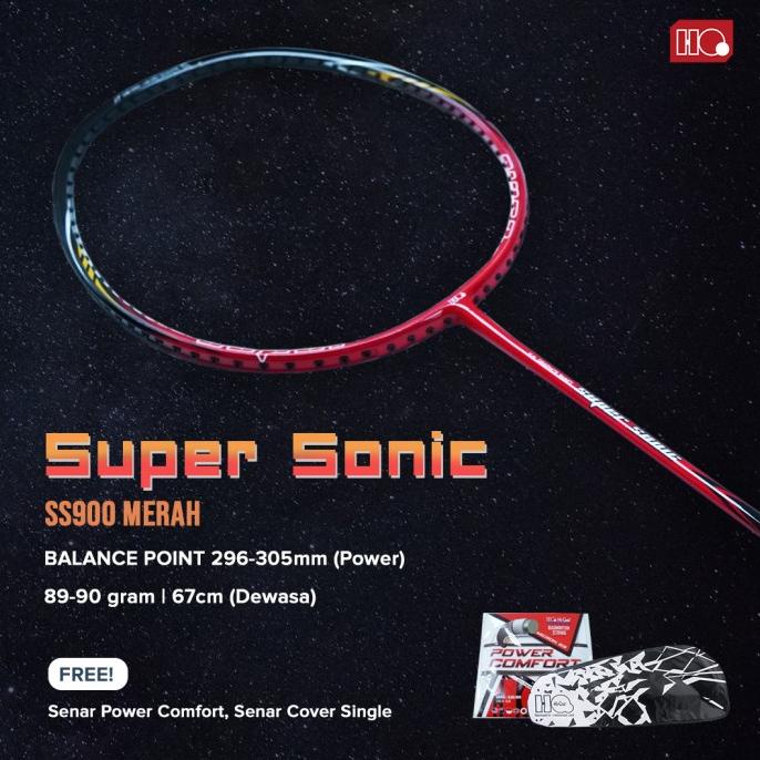 Hi-Qua Raket Badminton Super Sonic Full Carbon Free Tas dan Senar MURAH