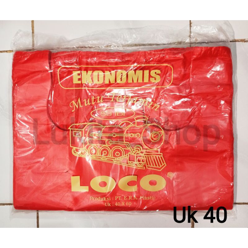 Jual Kantong Plastik Kresek Loco Ekonomis Merah Uk 40 50 Lembar