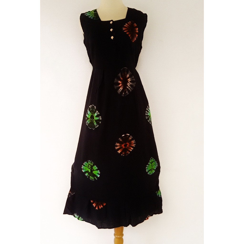 Daster Jumputan Cibi Kecap dasaran Hitam