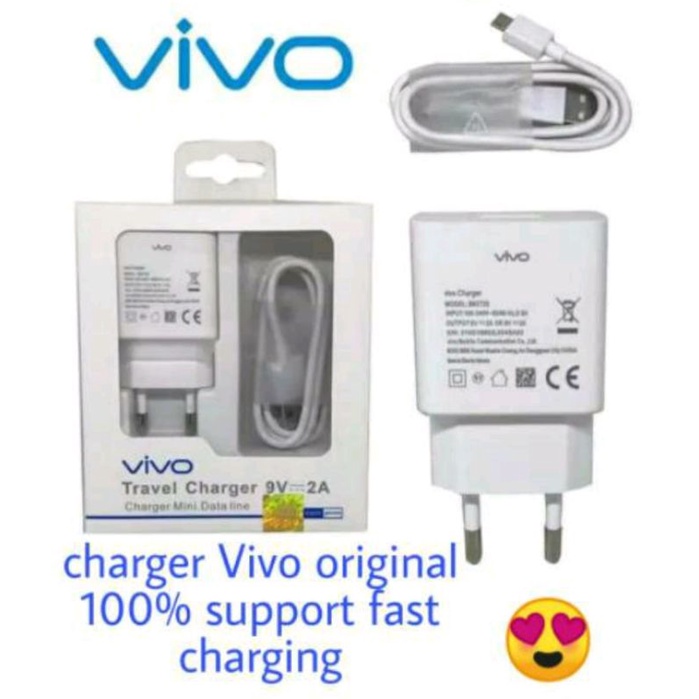 Charger Vivo Fast Charging 9V-2A / Charger Vivo max V11 V9 V7 V5 V5 Original 100% Cas Vivo
