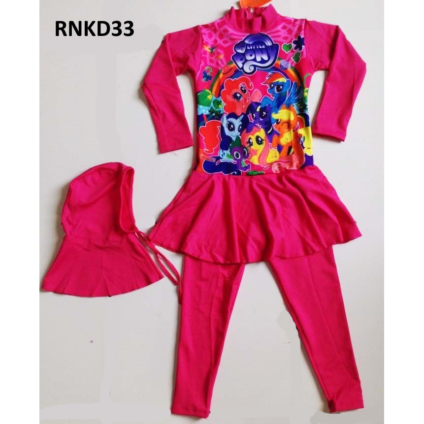 RNKD33 - Baju Renang Anak Muslim Little Pony Pink - UKURAN XXL- XXXL, XXXXL