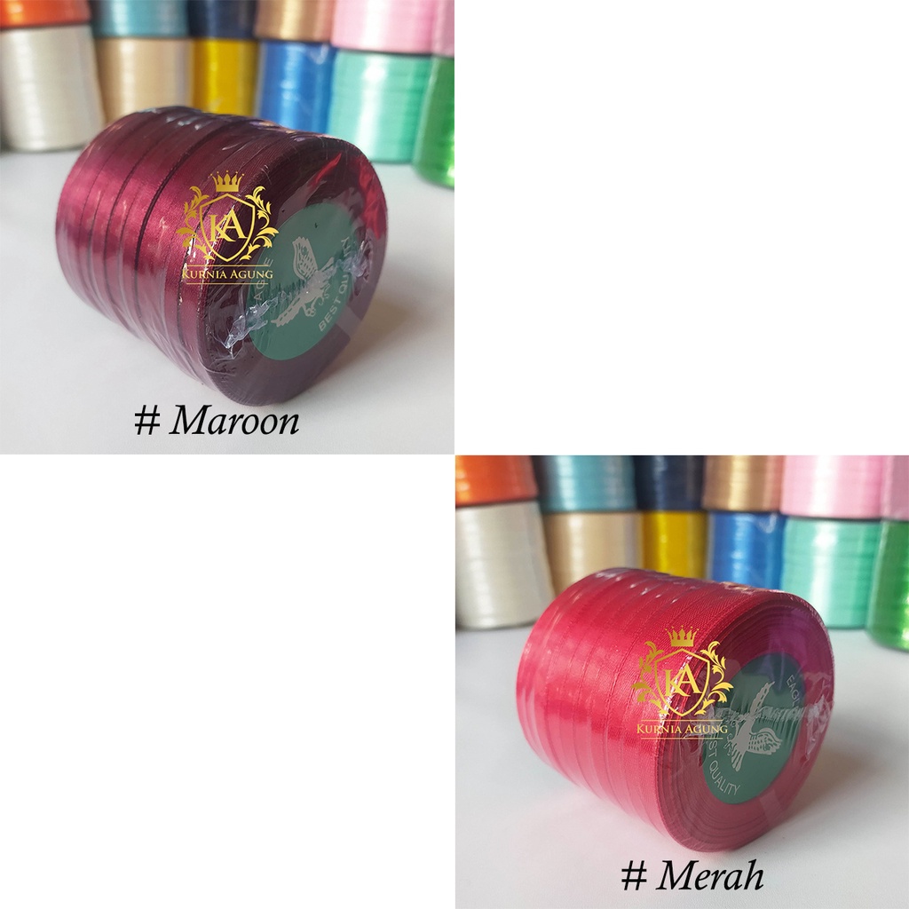 Pita Satin Polos Merk Eagle Import Taiwan ukuran 1/4 inch (0.635cm) banyak warna Dijual ROLL untuk Bungkus Kado Souvenir Hampers Dekorasi