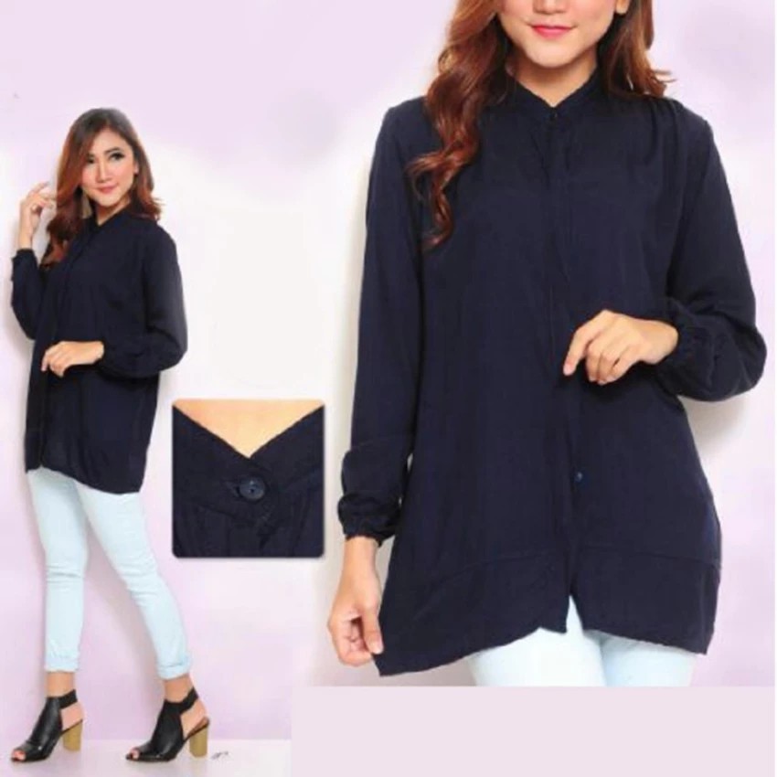 [Blouse Lona SW] blouse wanita rayon bangkok navy