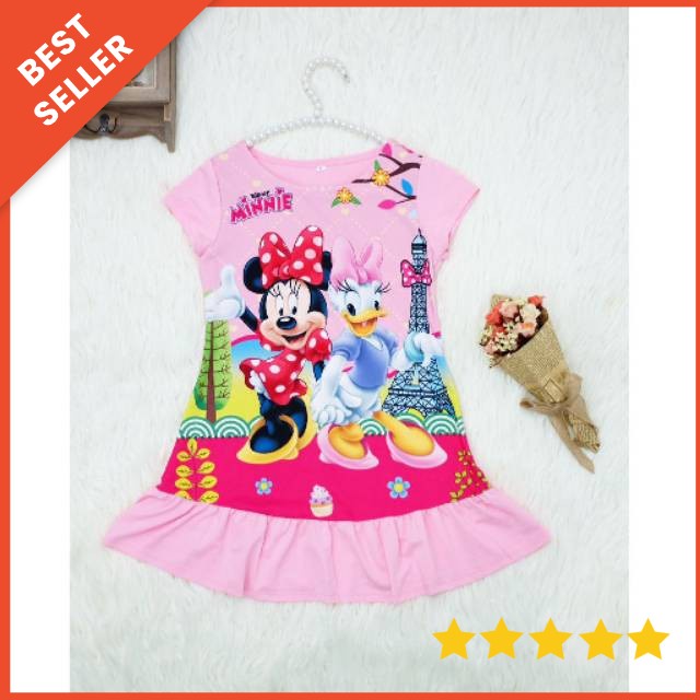 DASTER SANTAI ANAK Dress anak import printing aloha kai 2-8 tahun / dress aloha kai minnie daisy