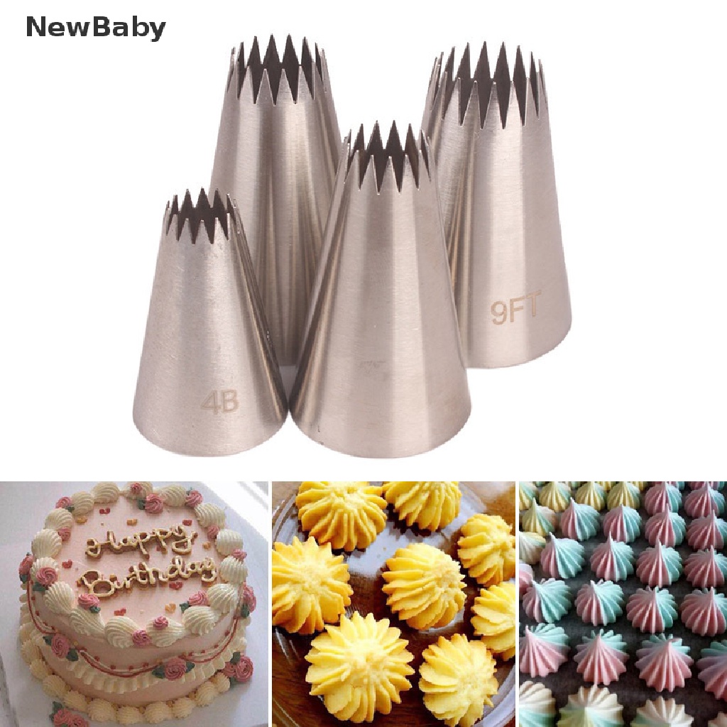 Newbaby 4PCs / Set Spuit Piping Icing Ukuran Besar Untuk Dekorasi Kue / Cupcake