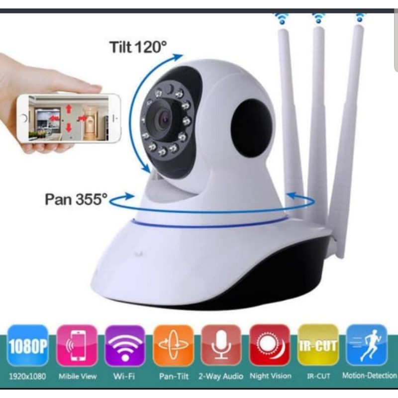 Kamera CCTV 3 Antena Infrared Wifi 1080P ip cam app V380 Kamera Cctv Wireless hidden security cam