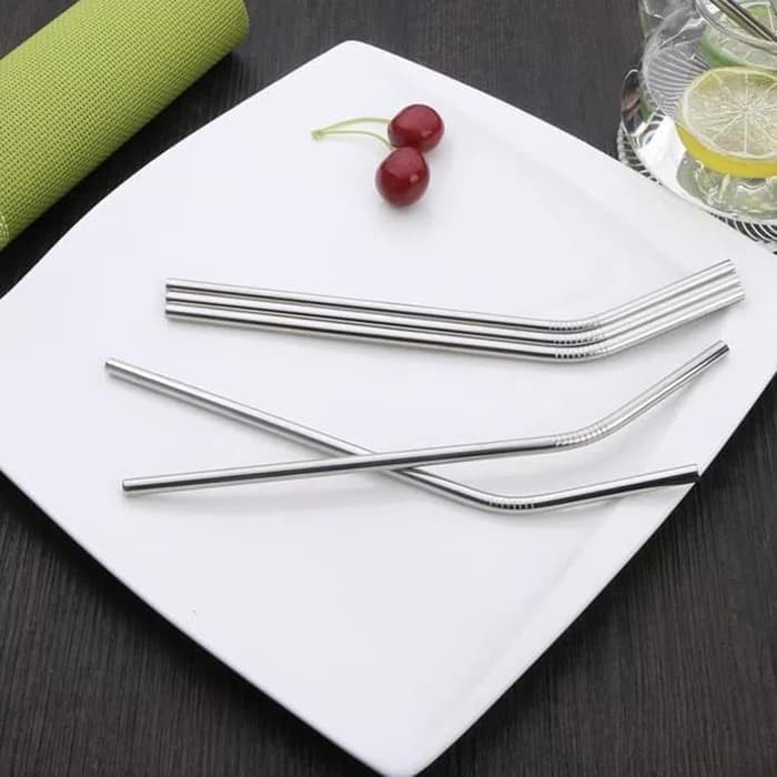 Sedotan Stainless Steel Straw Melengkung Kualitas Bagus