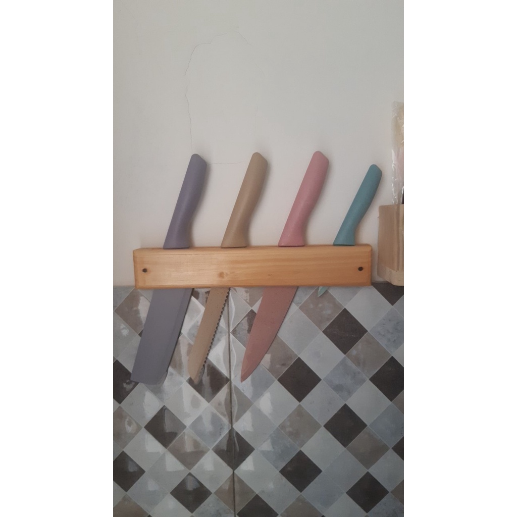 Rak kayu tempat pisau gantung Rak pisau gunting dinding