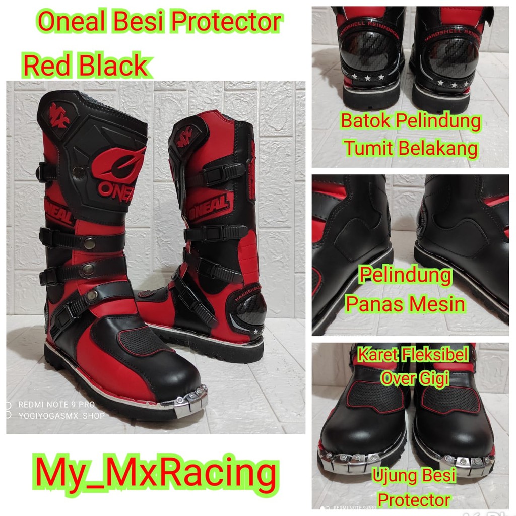 sepatu trail cross oneal protector terlaris hitam merah