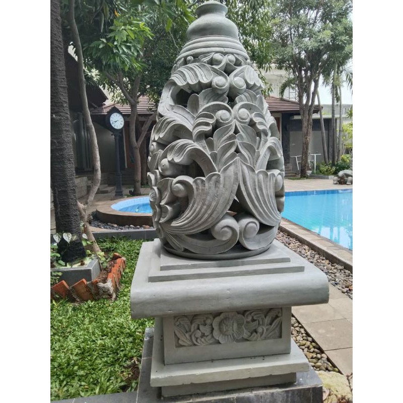 lampion batu alam paras putih