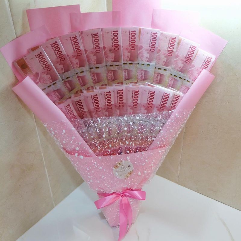 buket bunga uang 100ribu asli