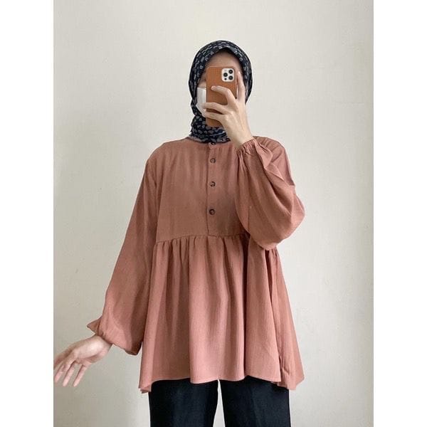 BEFAST - ZEC OOTD Blouse SHUKIA / Alina Top CRINCLE / Blouse kekinian Remaja Wanita / Pakaian Wanita / Blouse Lengan Panjang / OOTD Remaja Wanita Terbaru 2022 / Blouse Casual / Outfit Wanita Hijab Modis / Blouse Polos Formal