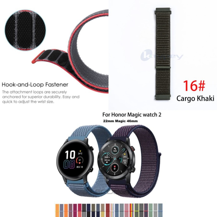 Tali Jam Nylon Strap 22mm Band Huawei GT Honor Magic 46mm Coros Pace 3 Garmin Venu 3 255 265