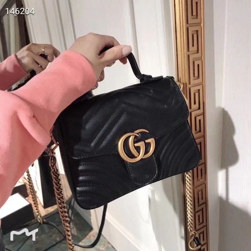 gucci marmont black top handle mini