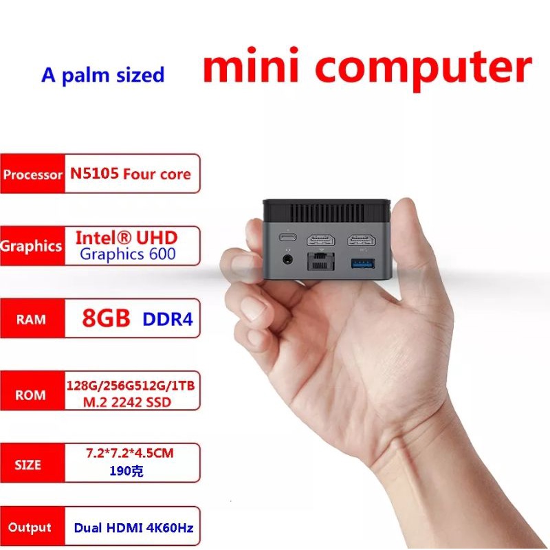 Mini PC M6S / ZX01 Intel Jasperlake N5105 Dual HDMI 4K Windows 11 Pro