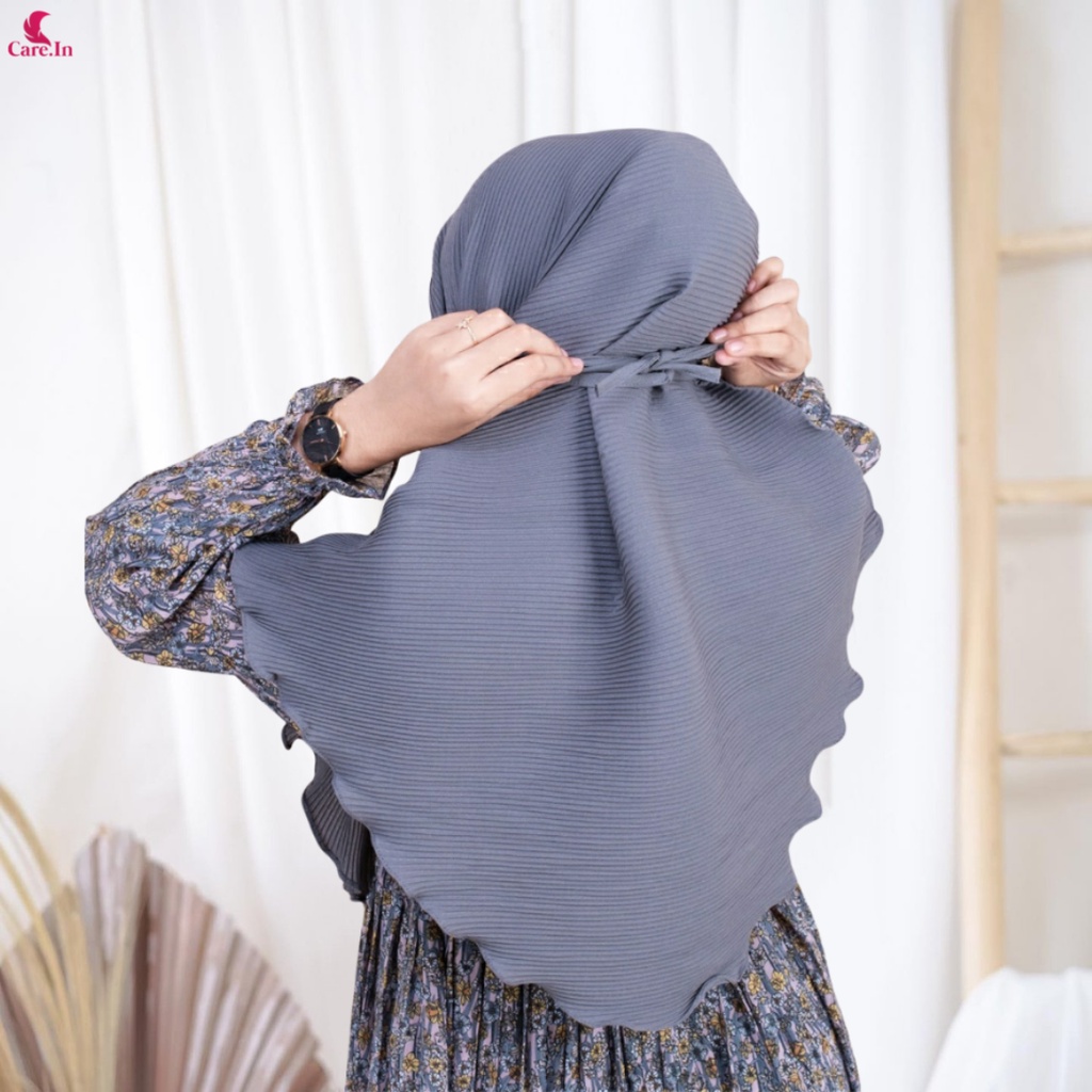 𝗖𝗮𝗿𝗲.𝗶𝗻 Bergo Maryam Instan Tali Full Plisket Lidi Diamond PREMIUM