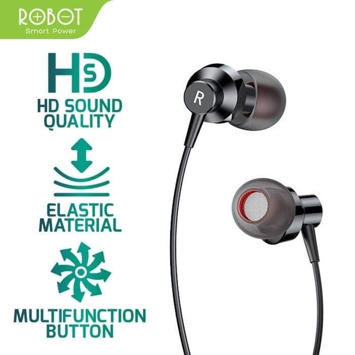 Headset ROBOT RE240 Wired Metal High-Definition Sound Quality Earphone