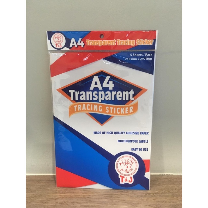 

tulis-alat-paket- label t&j a 4 transparent (5 sheets) -paket-alat-tulis.