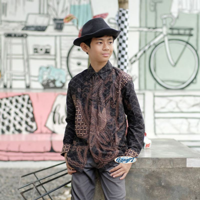 Kemeja Batik Anak Laki Laki M L XL XXL Baju Batik Anak Lengan Panjang Seragam Batik