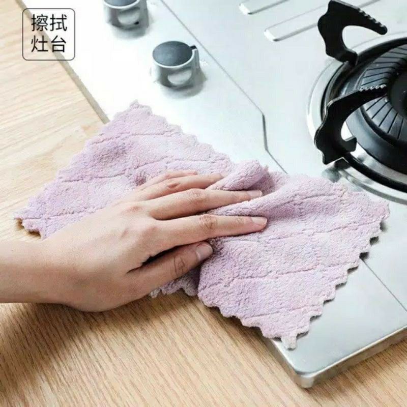 Kain Lap Cuci Piring Anti Minyak Serbaguna Bahan Microfiber Kain Lap Serap Air