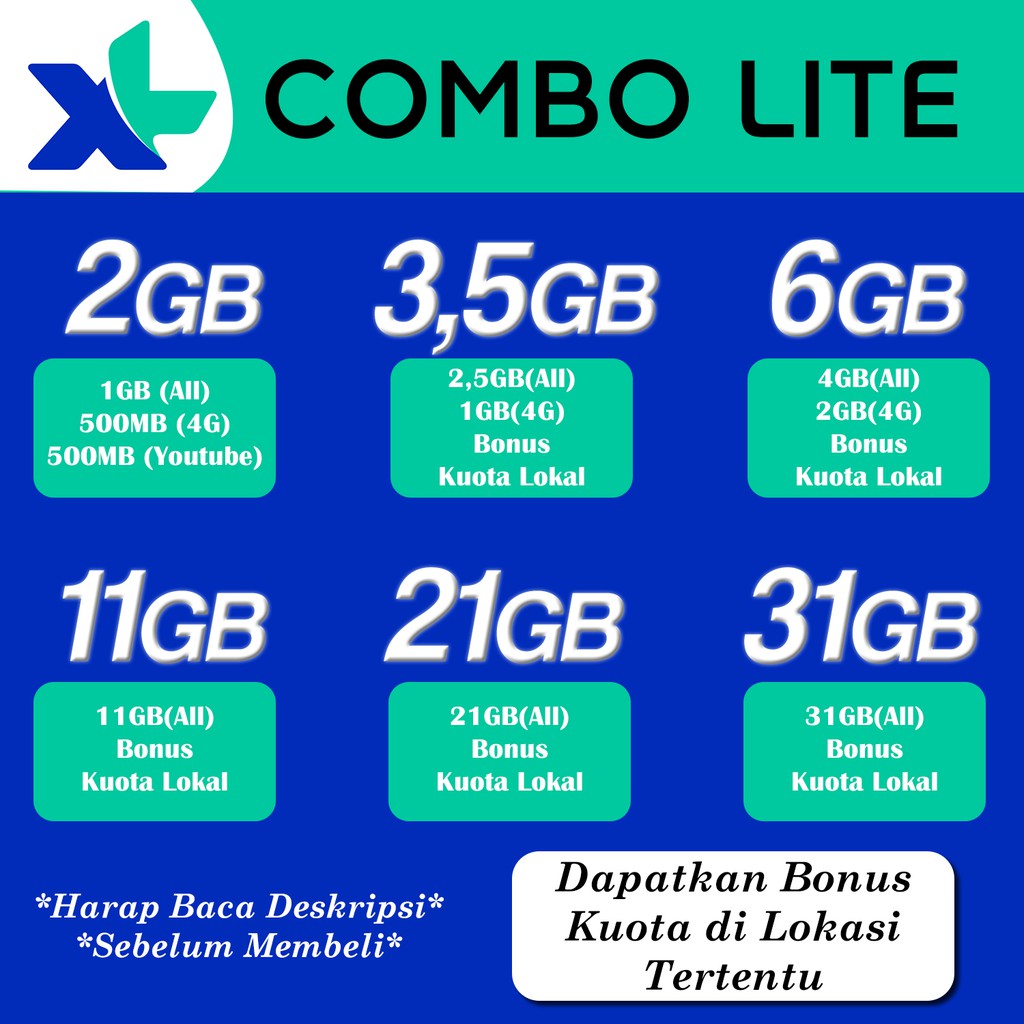Paket Kuota Data Internet XL Combo Lite Murah | Shopee ...