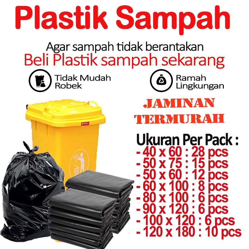 Jual Plastik Sampah Kantong Sampah Hitam Uk40 X 60 50 X 75 60 X 100 80 X 100 90 X 120 9053