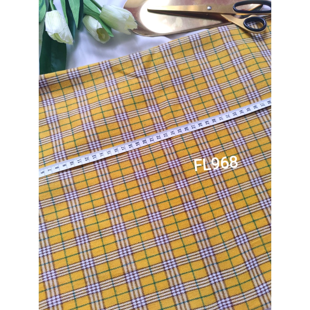 KUNING kain flanel bahan kotak katun yarndyed harga per 0.5meter/kain meteran happychild