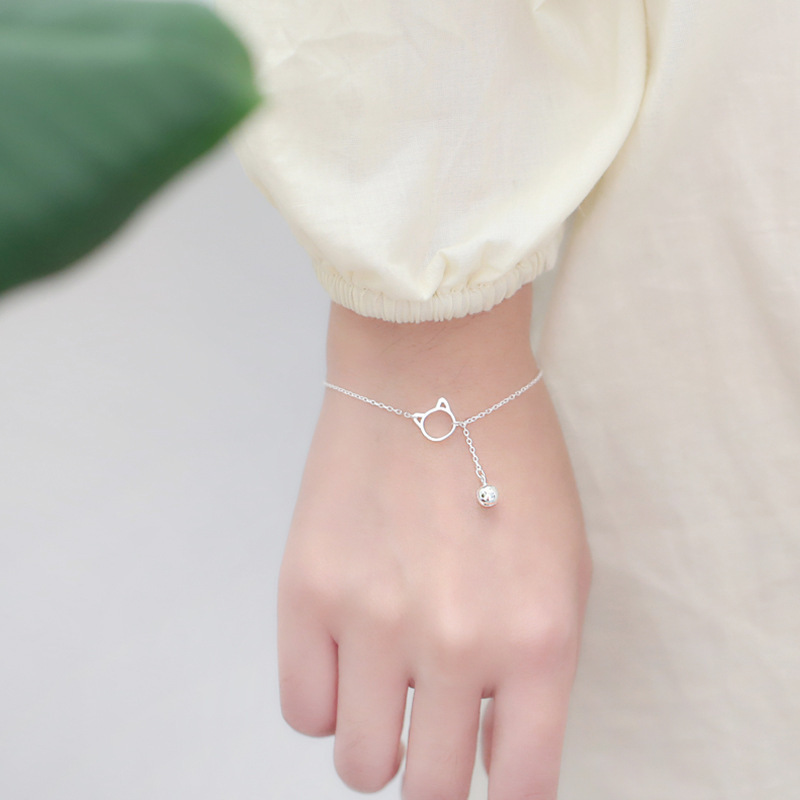 [Ready Stock]Fashion Silver Plated Cute Bell Cat Bracelet