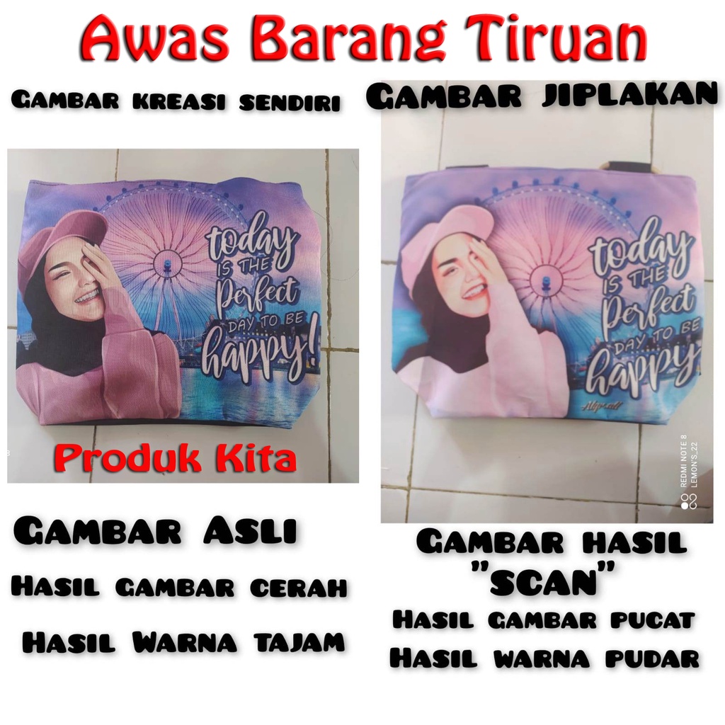 Alwafa Shop Totebag Sumbu Motif Pandemic ToteBag Tas Tali Sumbu Wanita Muslimah Tas Hijab Tas Sumbu