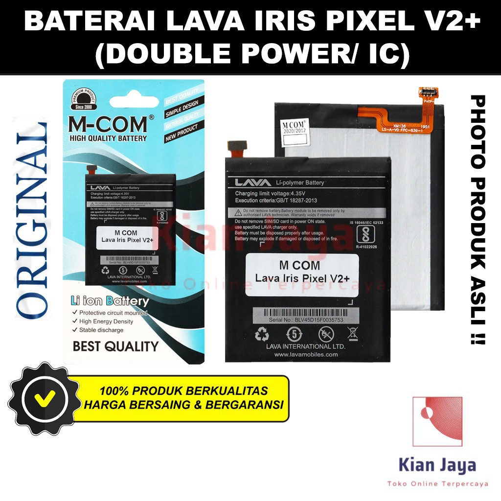 MCOM Baterai Hp LAVA Iris Pixel V2+ Plus Original Double Power Batre Batrai Battery Ori