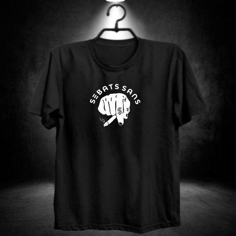 Kaos sebats sans / baju distro pria / pakaian oblong cowok santai / udud santuy / kawan korek rokok