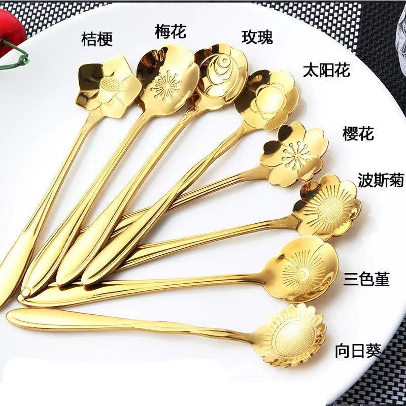 Sendok Teh/sendok Kopi/ sendok Bunga/ sendok dessert/Tea spoon mewah/Sendok Gold