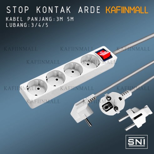 SNI STOP KONTAK 3/4/5LUBANG + KABEL PANJANG 3M &amp; 5M / STOP KONTAK KABEL COLOKAN