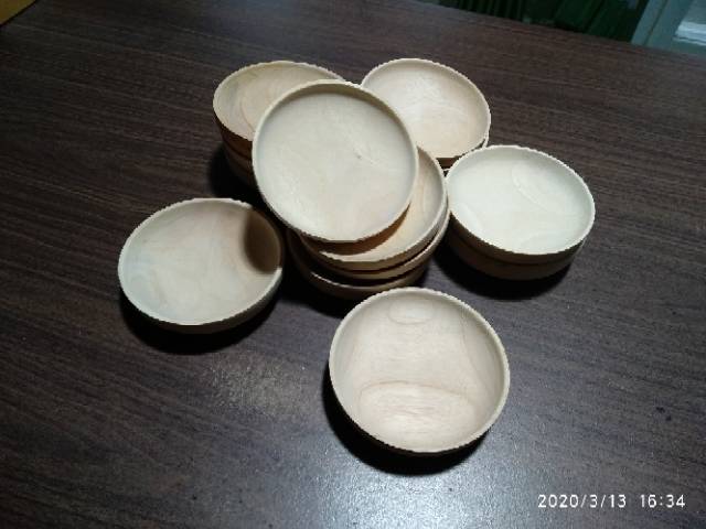 Cobek Kayu / Wadah Sambal / Tempat Sambal /Saus /Kecap /Bumbu bahan Kayu diameter 12cm / Lepek Kayu