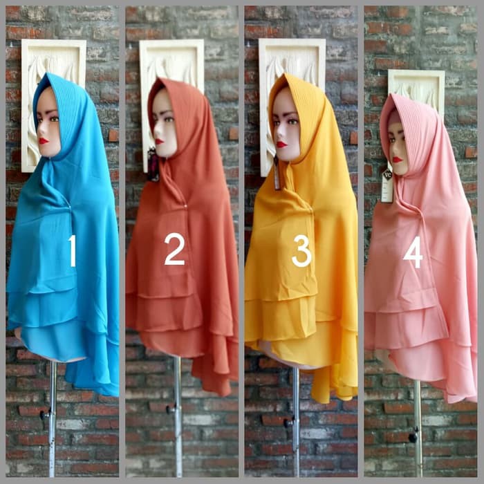 Sakinah Khimar 2 Layer / Jilbab Syarii / Khimar Sifon Ceruty Promo 