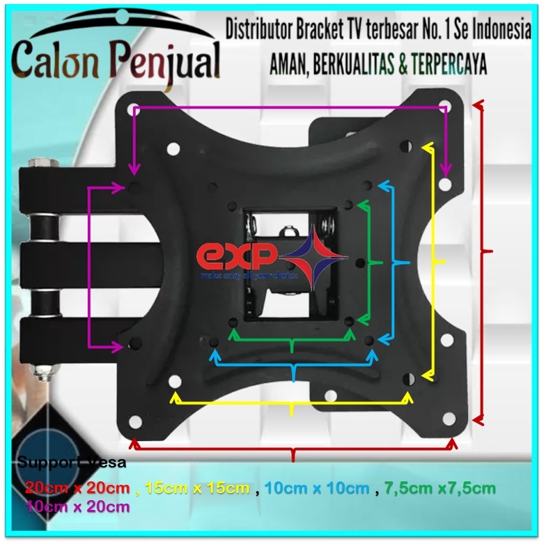 Bracket TV TCL 14 s/d 43 inch 6 ARAH FULL BESI SUPER KOKOH GARANSI 100% ORI