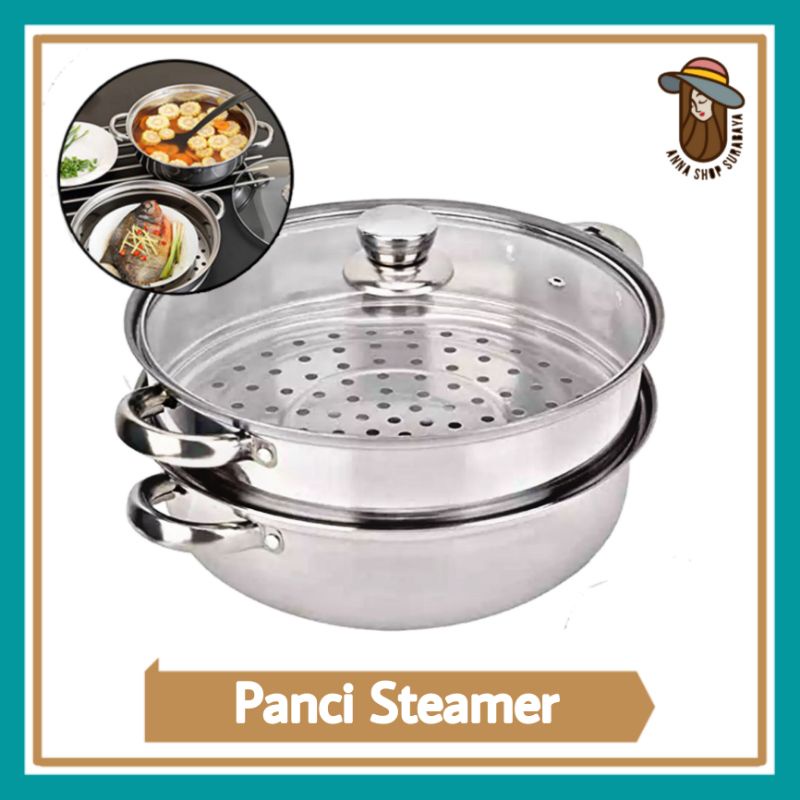 Panci Pengukus Stainless Stel 28cm / Dandang Serbagua