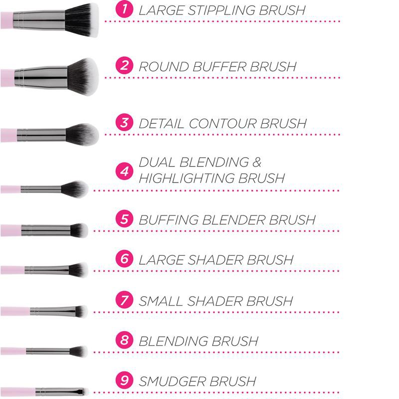 BH Cosmetics Mrs. Bella 9 Pcs Brush Set Bonus Brush Holder