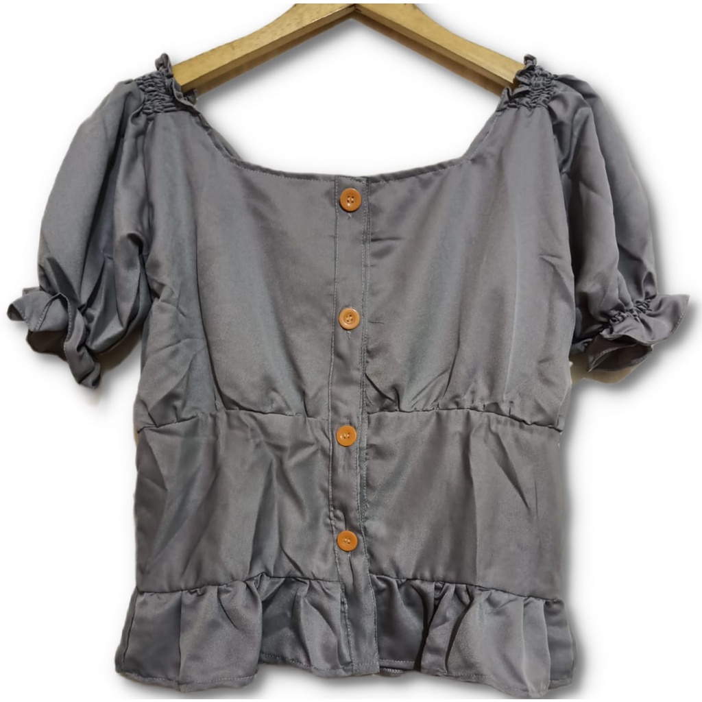 Blouse Wanita Anita Atasan Style Korea Bahan Moscrepe Size XL-Abu