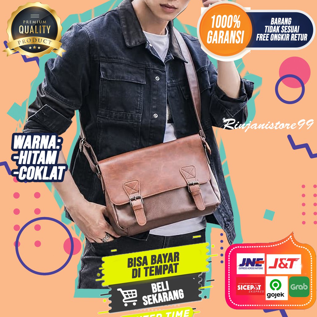 Tas Selempang Kulit Pria Sling Bag Premium Branded Tas Bahu Original Import New F112